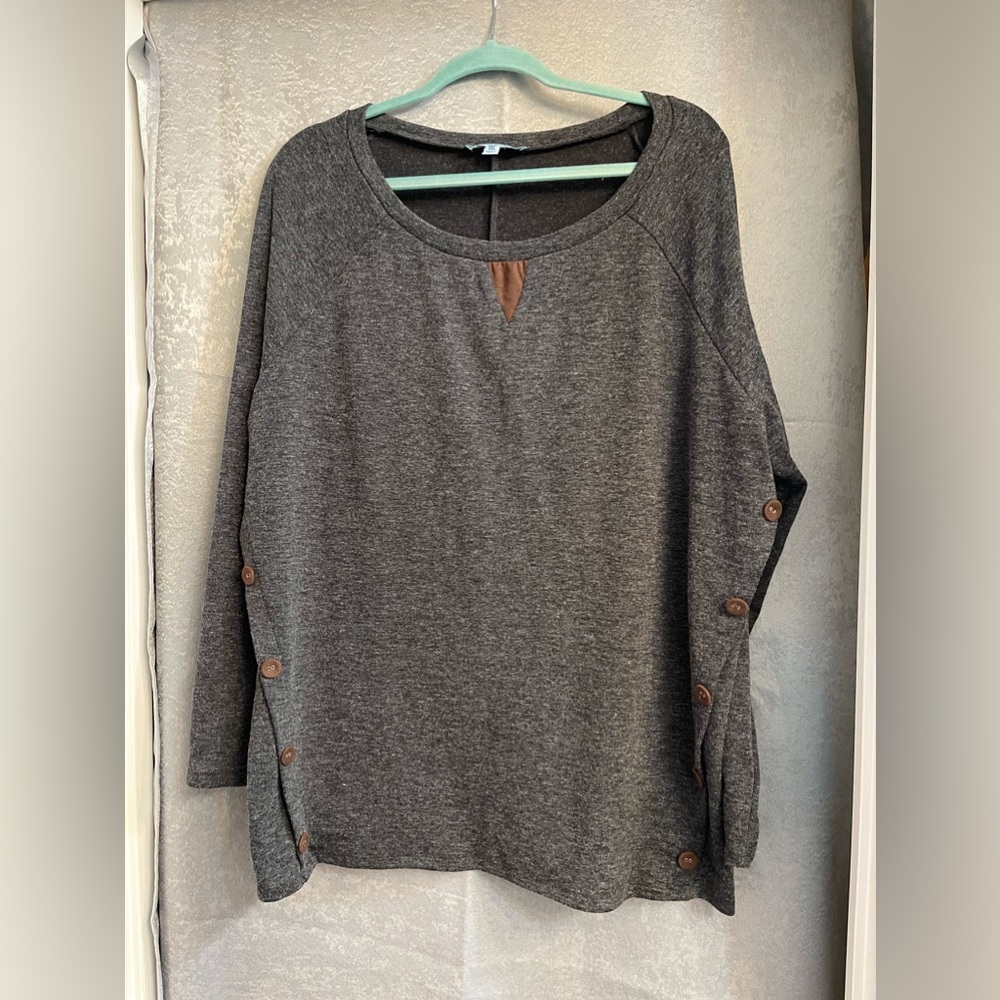 Grey long sleeve shirt with elbow patches